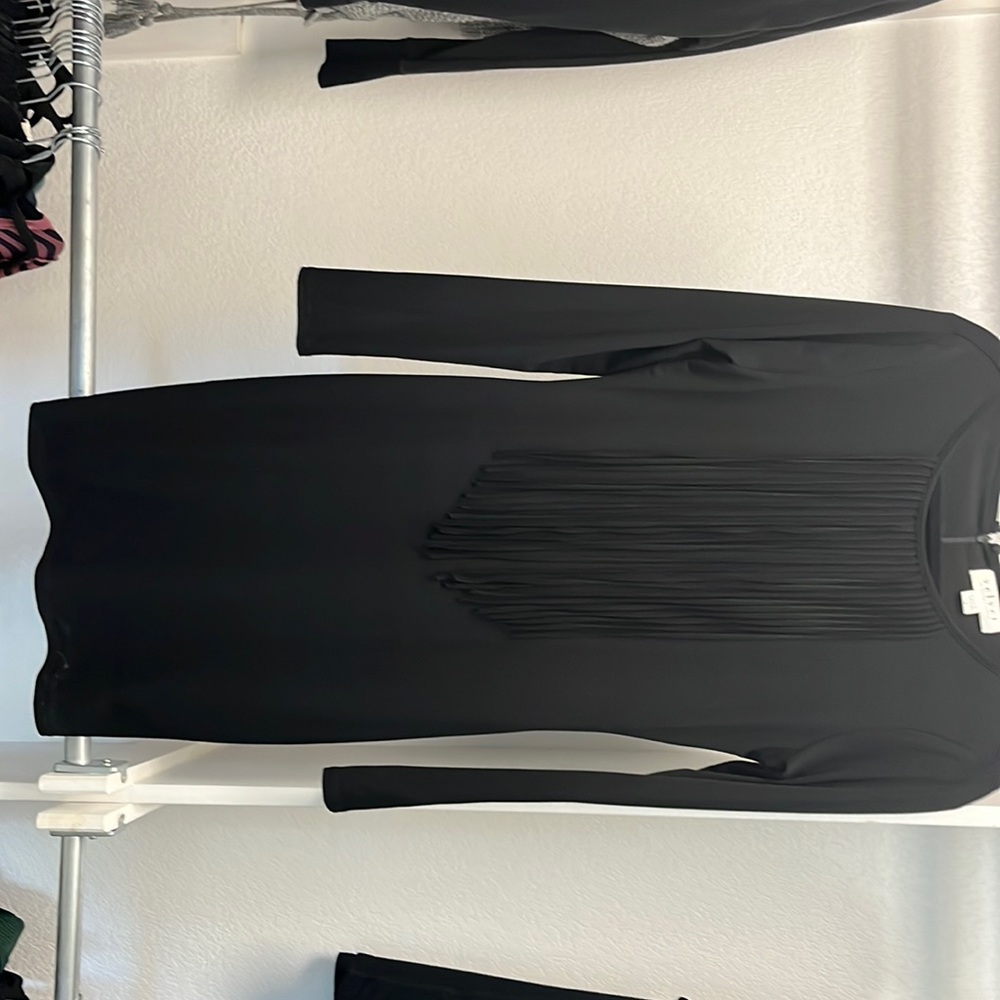 Velvet dress with front fringe.